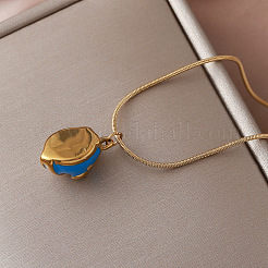 Collares vintage con colgante semiovalado de acero inoxidable 304 esmaltado para mujer&nbsp;OT9258