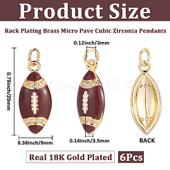6 ciondoli in ottone con micro pavé di zirconi cubici con placcatura a cremagliera&nbsp;KK-SC0007-84