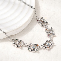 Colliers pendentifs nœud en laiton sertis de micro-pavés de zircone cubique&nbsp;NJEW-B157-08P-02