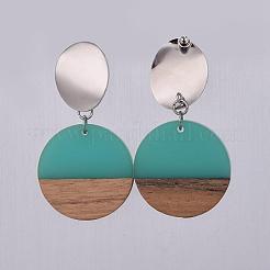 Orecchini pendenti in resina e legno&nbsp;EJEW-JE03021-02