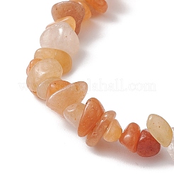 Galvanisierte Sechseckprisma-Stretcharmbänder mit Naturquarzsplitterperlen für Damen&nbsp;BJEW-JB10756-06