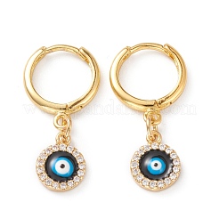 Orecchino a cerchio huggie in ottone con micro pavé di zirconi chiari&nbsp;EJEW-JE04405