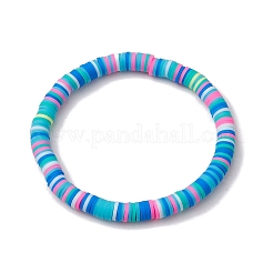 Set di braccialetti elasticizzati con perline con disco in argilla polimerica da 3 pz e 3 colori&nbsp;BJEW-JB10440-02