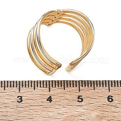 Bagues ouvertes manchettes en acier inoxydable 304 multicouches serties de micro-pavés de zirconiums cubiques pour femmes&nbsp;CU-CBAD24F-03GP