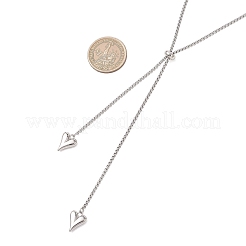 Collar con colgante de corazón de aleación ajustable de acero inoxidable 304 con cadena de caja y lazo para mujer.&nbsp;NJEW-JN05902-02