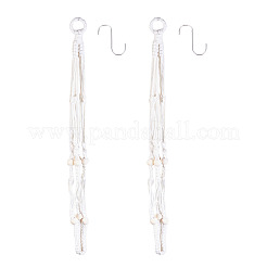 2 suspension pour plante en macramé fait main en polyester avec perles de bois&nbsp;AJEW-HS0001-46