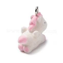 Pendentifs en résine anima flocky avec boucle en fer platine&nbsp;FIND-S001-13C