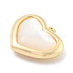 Breloques de coeur de coquille de pavé en laiton&nbsp;KK-L211-016G