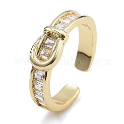 Gestellplattierung Messing Mikropflaster klare Zirkonia Manschettenfingerringe für Frauen&nbsp;RJEW-M028-40G