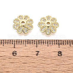 Capuchons de perles en zircone cubique transparent micro pave en laiton&nbsp;KK-Q071-14G-02