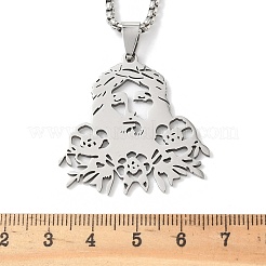 201 Edelstahl-Halsketten mit Religions-Jesus-Anhänger&nbsp;LS-NJEW-H065-01P