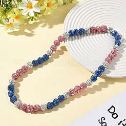 1 collier extensible en perles rondes et strass en argile polymère&nbsp;NJEW-SP0001-14I