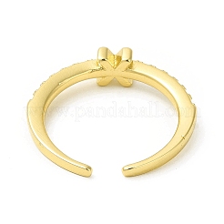 Bague de manchette ouverte avec lettre initiale en zircone cubique transparente&nbsp;RJEW-H120-09G-X