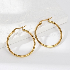Pendientes de aro de acero inoxidable 201 con revestimiento al vacío de PVD para mujer&nbsp;EJEW-G260-02A-G