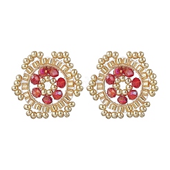 Ohrstecker mit Blumenmotiv aus Glasperlen&nbsp;EJEW-MZ00668-01
