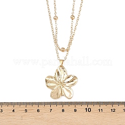 Blumenanhänger aus einer Legierung mit doppelreihiger Eisenkette&nbsp;NJEW-A066-02G
