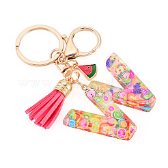 Porte-clés en résine avec lettres sur le thème des fruits&nbsp;KEYC-TAC0033-02W