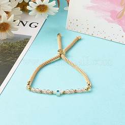 Bracciali con cursore in filo di nylon regolabili con perline di zirconi cubici&nbsp;BJEW-JB06366