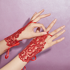 3 Paar fingerlose Handschuhe aus Polyester mit Blumenmuster&nbsp;AJEW-GA0006-14