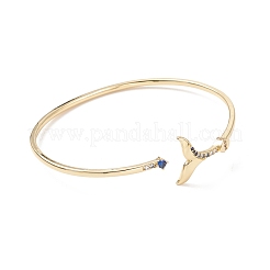 Walschwanz-Manschettenarmband aus blauem Zirkonia&nbsp;BJEW-C018-01G