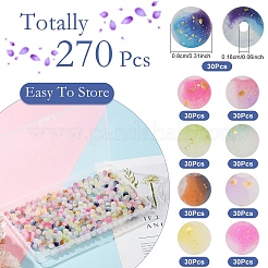 270 Stück 9 Farben mattierte Backfarbe Crackle-Glasperlen mit Glitzerpulver&nbsp;DGLA-YW0001-34
