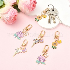 6 stücke 3 stile blume legierung emaille anhänger dekorationen&nbsp;HJEW-YW00369