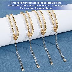 8 Stück halbfertige Armbänder aus runden Messingperlen&nbsp;AJEW-NB0003-64
