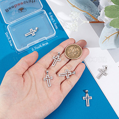 6 pendentif croix en laiton micro pavé de zircone cubique transparente&nbsp;KK-BBC0016-27