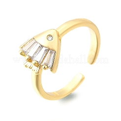Manschettenringe aus Messing mit Mikropavé und Zirkonia im Ozean-Design für Damen&nbsp;LS-RJEW-F184-17D-G