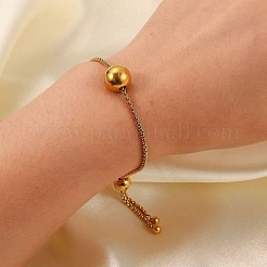 Bracelets coulissants à chaîne à breloques rondes en acier inoxydable 304 pour femmes&nbsp;MP4435-2