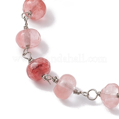 Kirschquarzglas-Rondellperlen-Gliederarmbänder für Frauen&nbsp;BJEW-JB10262-01