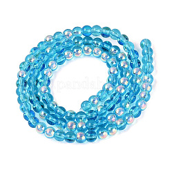 Chapelets de perles en verre transparent électrolytique&nbsp;EGLA-Q132-4MM-A04