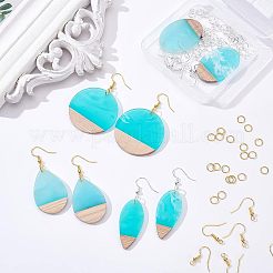 Kit de fabrication de boucles d'oreilles pendantes ovales plates et rondes en forme de larme&nbsp;DIY-OC0007-92