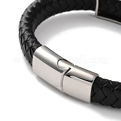 Pulseras de cordón de cuero sintético negro trenzado para hombre&nbsp;BJEW-K243-33AS
