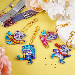 2 ensembles 2 kits de porte-clés panda sportifs de peinture de diamant de style diy&nbsp;DIY-TA0003-80
