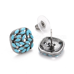 Aretes cuadrados de turquesa sintética bohemia&nbsp;EJEW-H085-03B