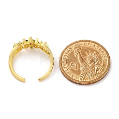 Offene Manschettenfingerringe aus Messing mit Mikropflaster und Zirkonia für Damen&nbsp;RJEW-M028-89G