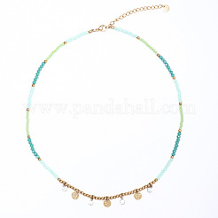Boho-Halskette aus Edelstahl 304 mit Kristall-Strassen&nbsp;WG01577-03