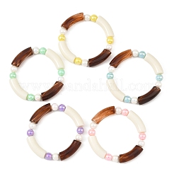 Tubi in acrilico opaco e braccialetti elasticizzati con perline rotonde&nbsp;BJEW-JB14455