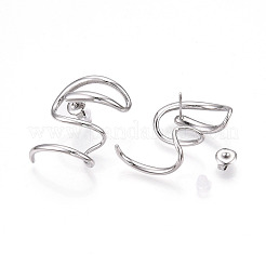 Boucles d'oreilles à tige en acier inoxydable 304 anti-ternissement en forme de serpent&nbsp;EJEW-B023-02P