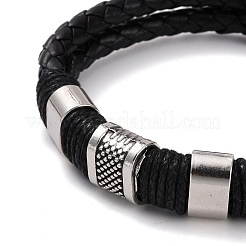 Bracelet cordon tressé cuir rétro pour homme&nbsp;X-BJEW-A039-01B