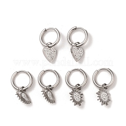 3 paio 3 stili 304 acciaio inossidabile argilla cristallo strass orecchini a cerchio huggie&nbsp;EJEW-K279-08B-P