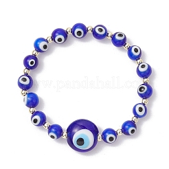 Braccialetti elastici con perline rotonde in vetro lavorato a lume&nbsp;BJEW-JB11986