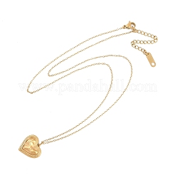 Colliers à chaîne en acier inoxydable 304 texturé avec pendentif en forme de cœur et placage ionique (IP) pour femmes&nbsp;NJEW-P320-09G