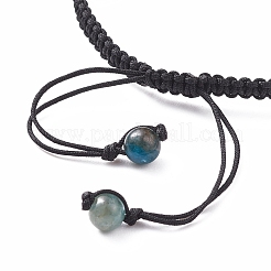 Rundes geflochtenes Perlenarmband aus natürlichem Apatit&nbsp;BJEW-TA00106