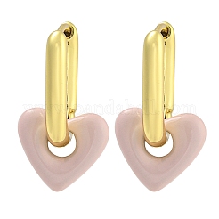 Orecchini a cerchio in ottone smaltato a forma di cuore con placcatura a cremagliera per donna&nbsp;EJEW-G410-66G