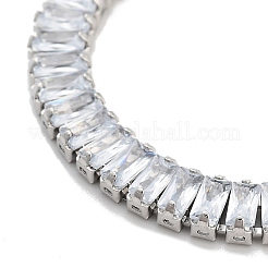 Messing Pavé klare Zirkonia Rechteck Box Kette Slider Armbänder&nbsp;BJEW-YWC0002-05B-P