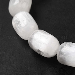 Bracciale elasticizzato con perline a colonna in selenite naturale da donna&nbsp;LS-BJEW-I312-01