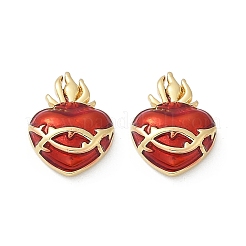 Orecchini a bottone in ottone smaltato da donna&nbsp;EJEW-A126-05E-G