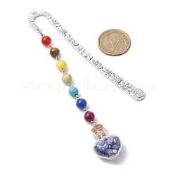 7 Chakra-Edelsteinperle und Lesezeichen aus natürlichem Lapislazuli-Glas mit Wunschflaschenanhänger&nbsp;AJEW-JK00313-07